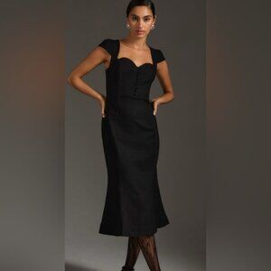Anthropologie The Cecily‎ Fit & Flare Sweetheart Dress Black Sz XS NWT B11